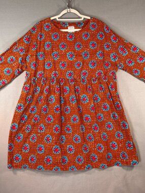 YEVU Ghana Smock Dress Womens XXL Ankara Cotton Floral Geometric Art-hip